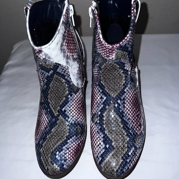 True Craft Multi-Colored Faux Snakeskin Ankle Boots 6M - Picture 2 of 8